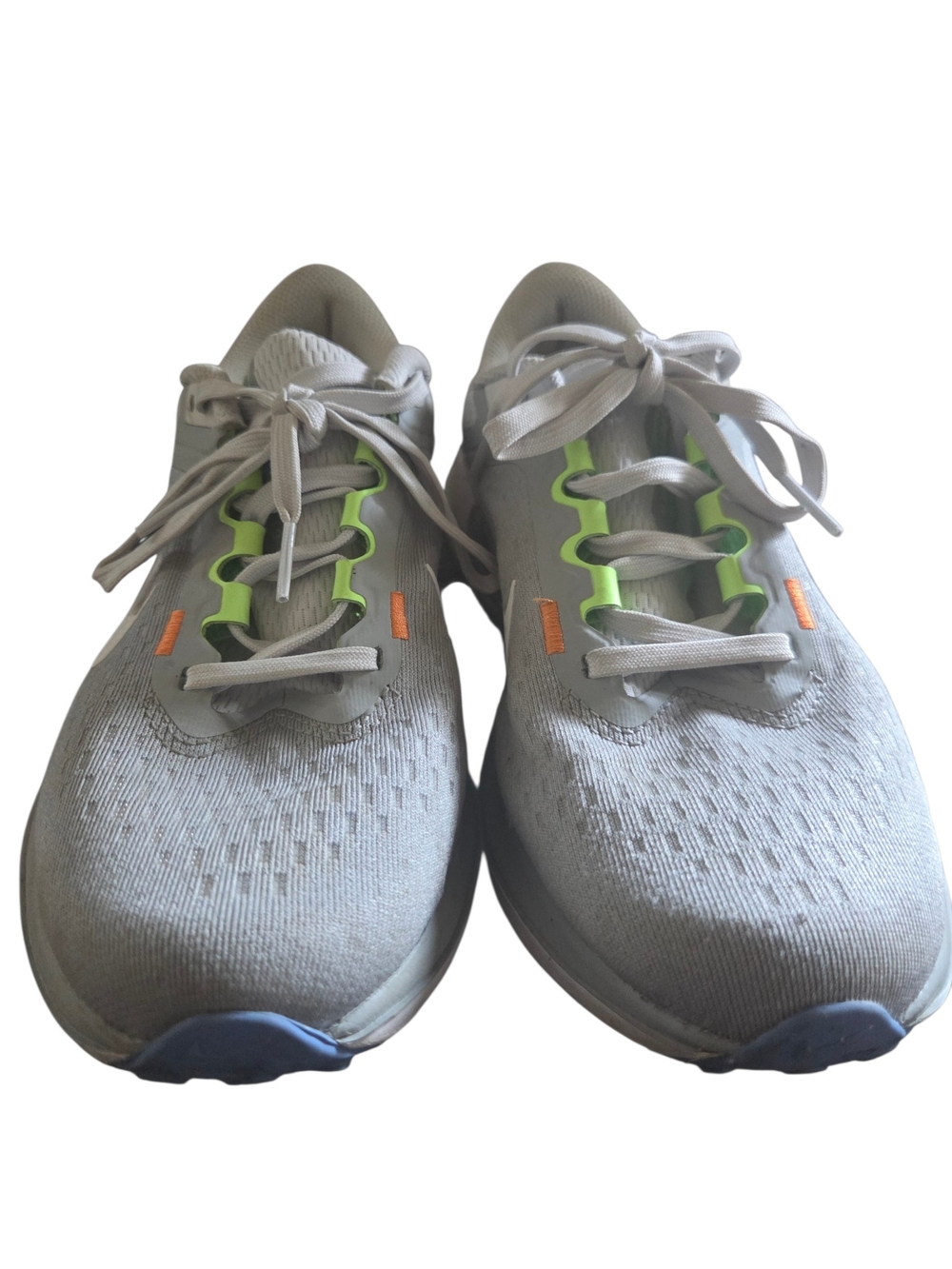 Nike Gray Athletic Running Shoes with Neon Green and Orange Accents